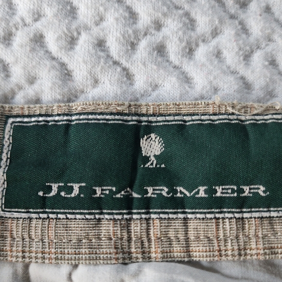 J. J. Farmer Men's Herringbone  Linen Plaid Front Pleated Shorts Size 34 - Picture 8 of 9